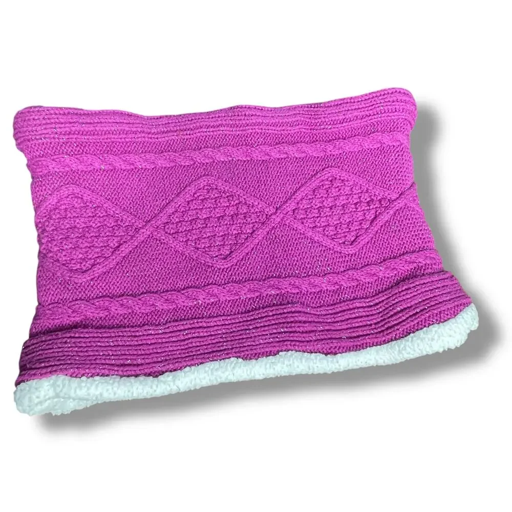 Hanna Andersson Kids Sherpa Neck Gaiter Tube Scarf Hand Muff Ski Pink Coquette